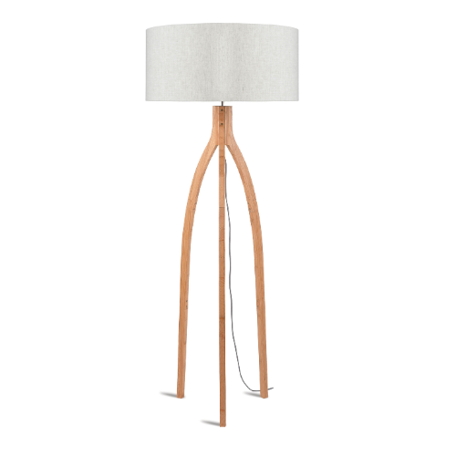 Good&Mojo Vloerlamp bamboe Annapurna 6030, linnen licht